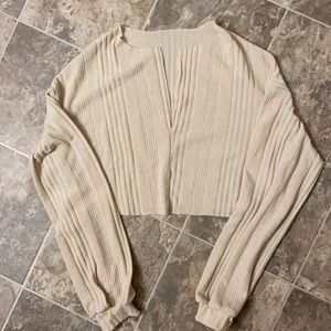 Cream V neck crop top